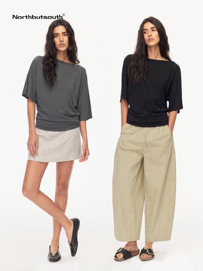 Northbutsouth Layered Boat Neck Relaxed Breathable Women&