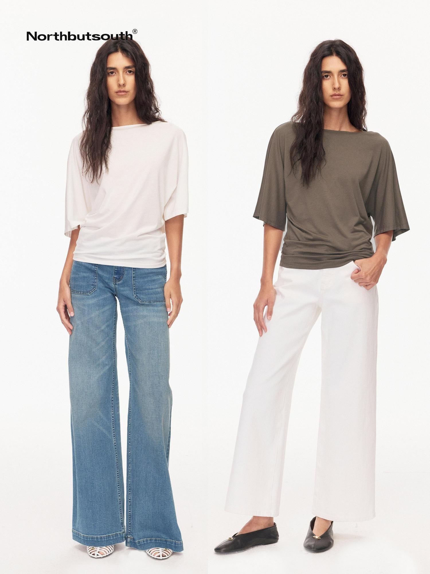 Northbutsouth Layered Boat Neck Relaxed Breathable Women&