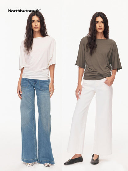 Northbutsouth Layered Boat Neck Relaxed Breathable Women&