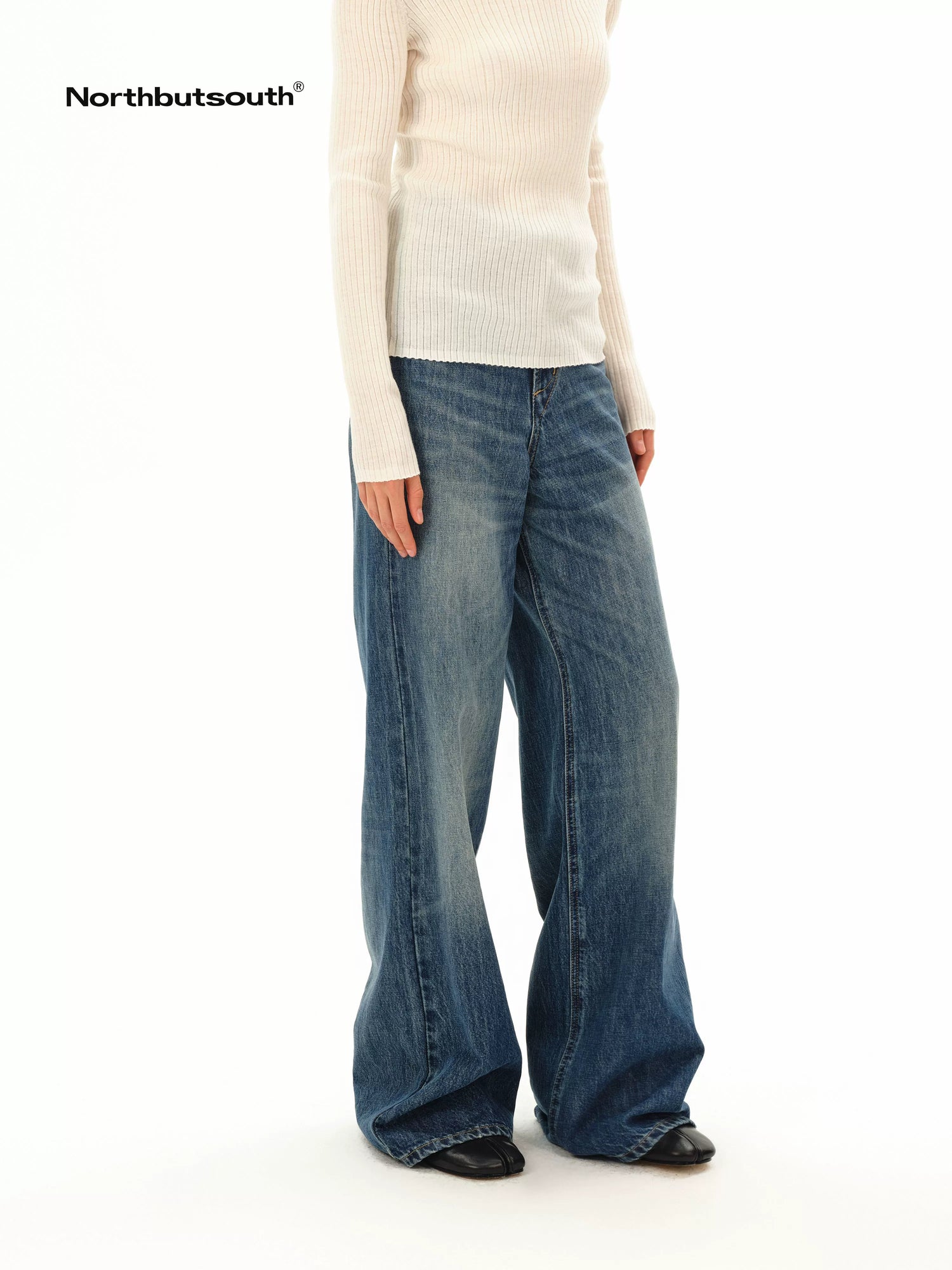 Northbutsouth Light Blue Faded Whiskering Women&