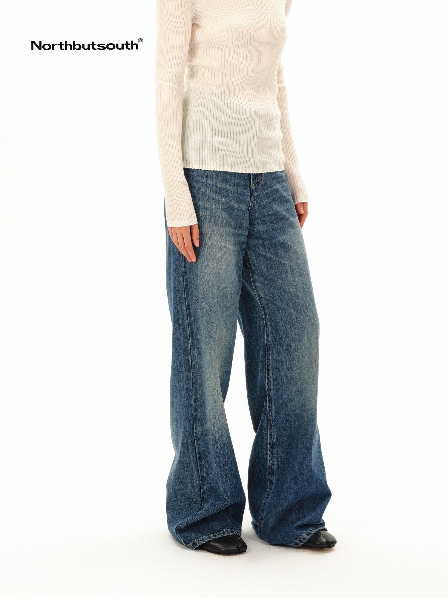Northbutsouth Light Blue Faded Whiskering Women&