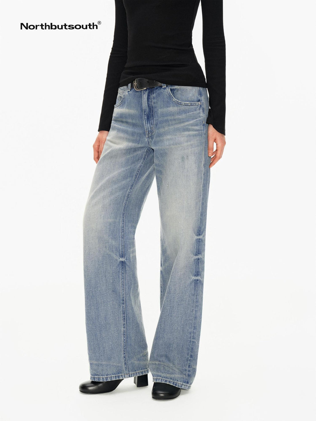 Northbutsouth Light Wash Textured Vintage Straight Women&