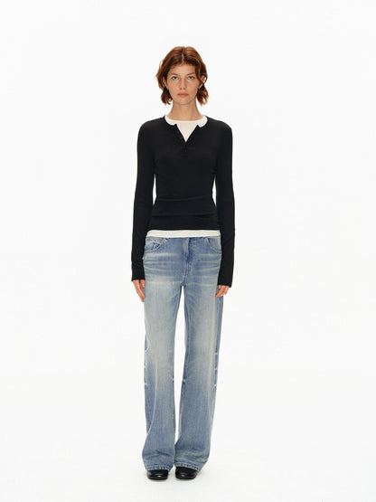 Northbutsouth Light Wash Textured Vintage Straight Women&