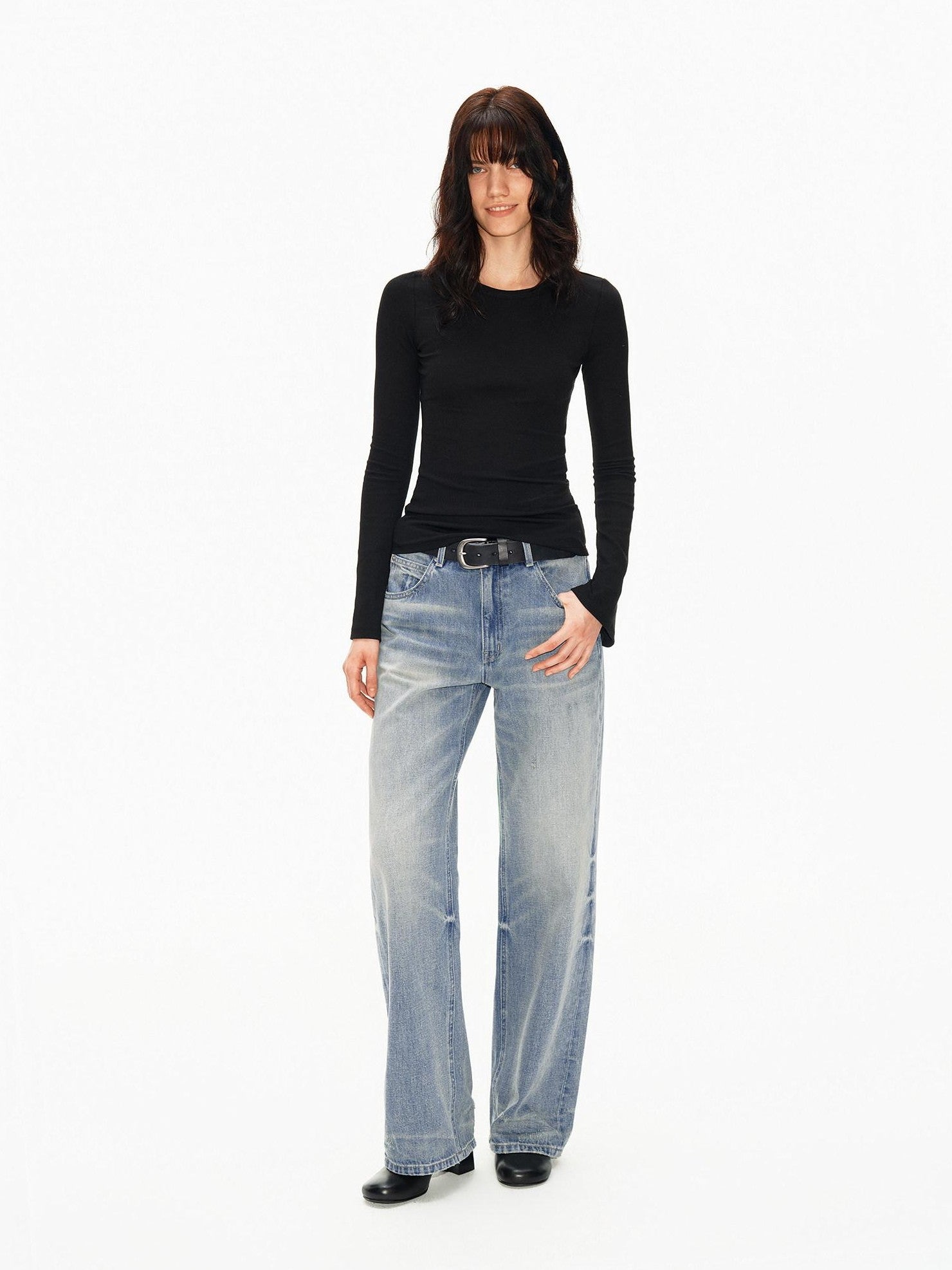 Northbutsouth Light Wash Textured Vintage Straight Women&