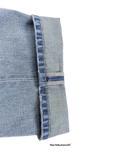 Light Washed Blue Textured Vintage Women&