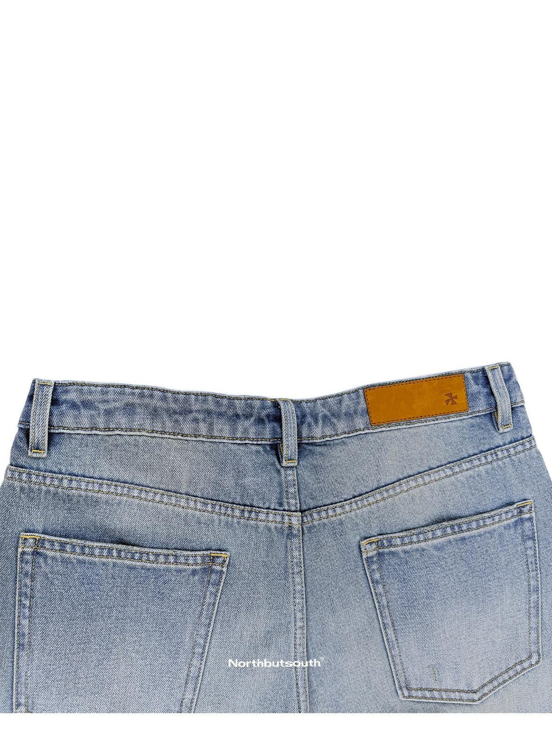 Light Washed Blue Textured Vintage Women&