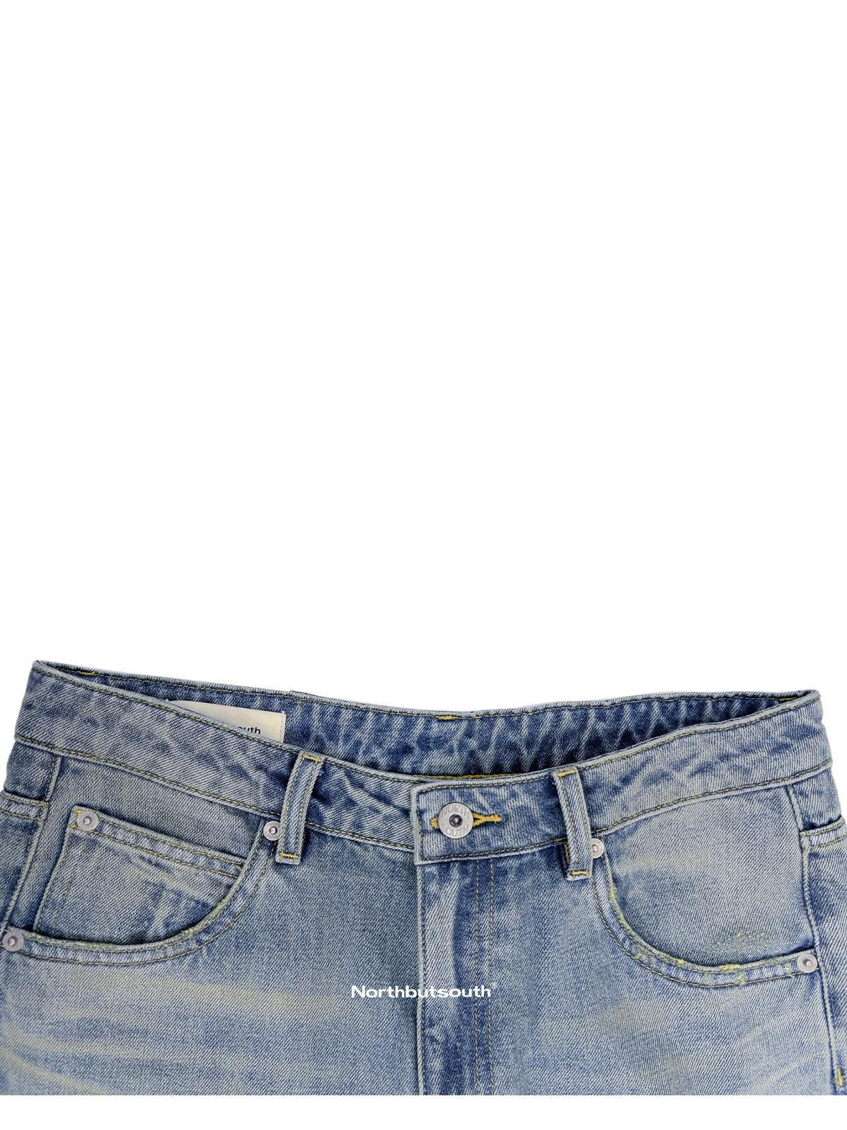 Light Washed Blue Textured Vintage Women&