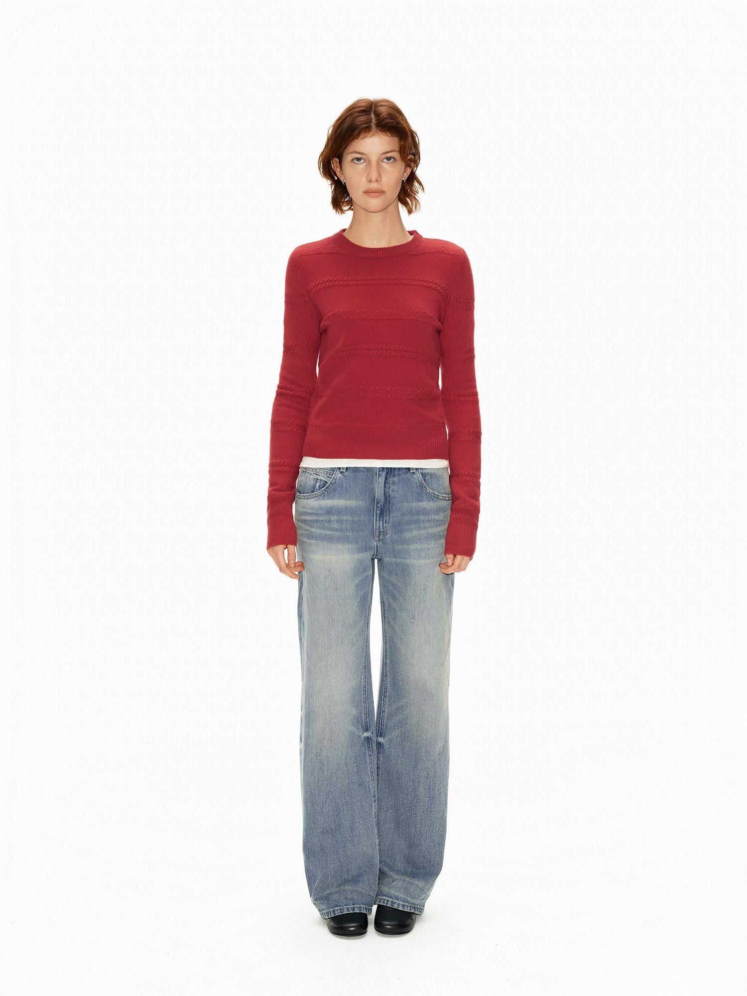 Light Washed Blue Textured Vintage Women&