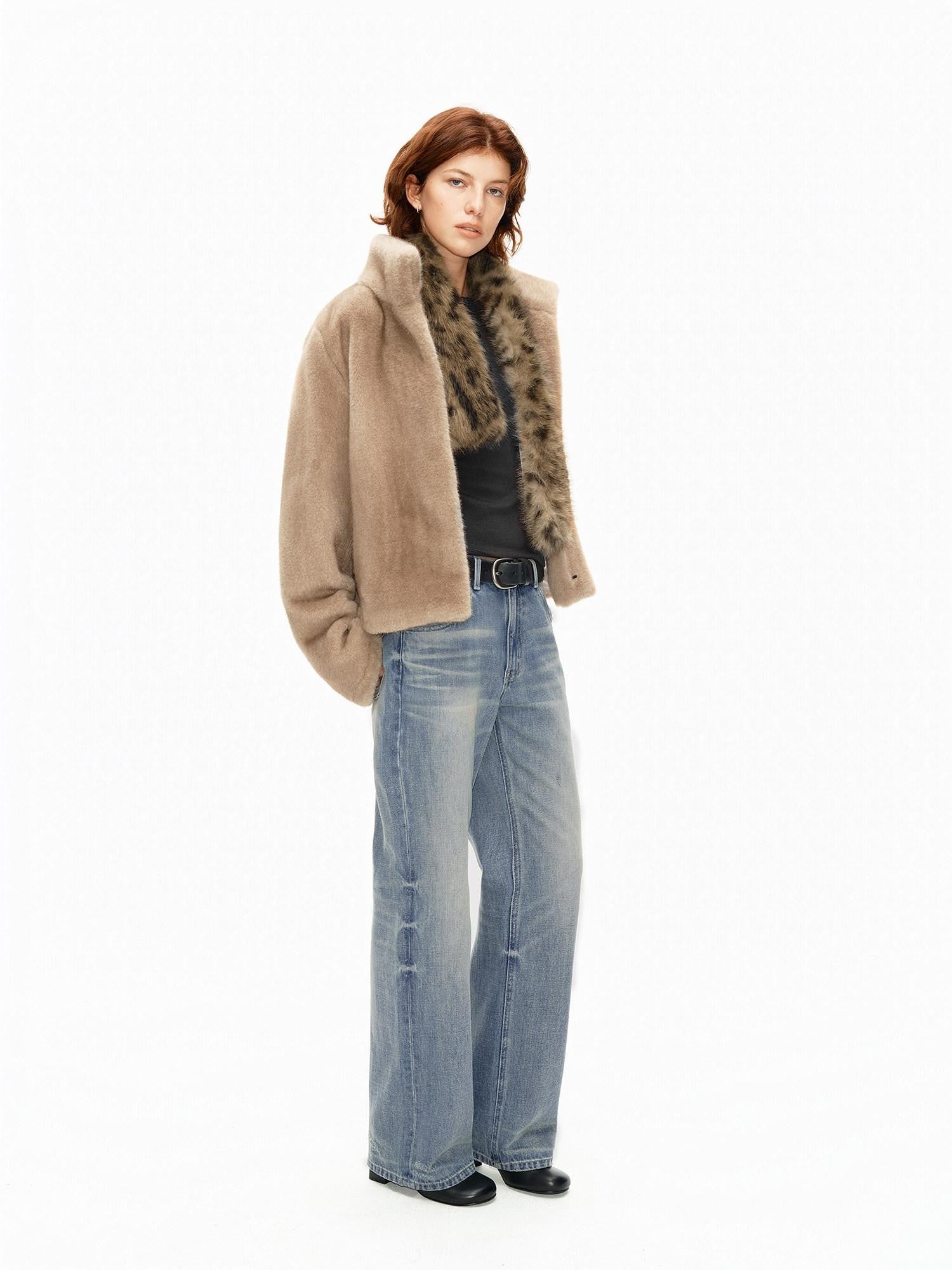 Light Washed Blue Textured Vintage Women&