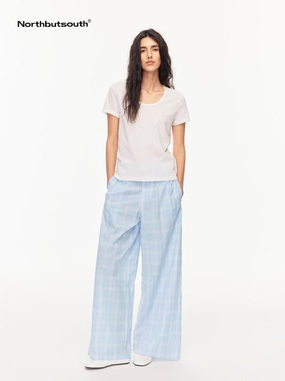 Northbutsouth Lightweight Bubble Texture Plaid Mid Rise Women&