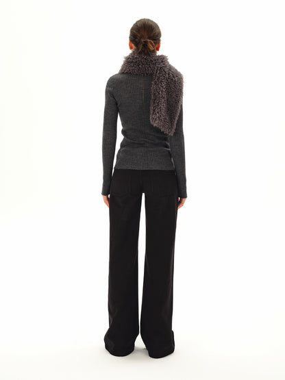 Northbutsouth Lightweight Merino Wool Ribbed Knit Long Sleeve Top