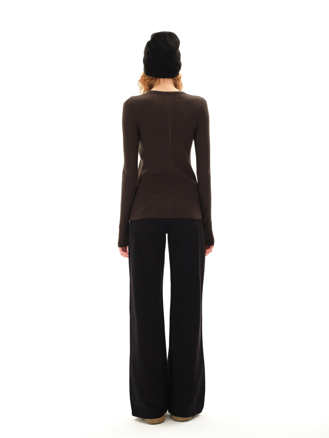 Northbutsouth Lightweight Merino Wool Ribbed Knit Long Sleeve Top