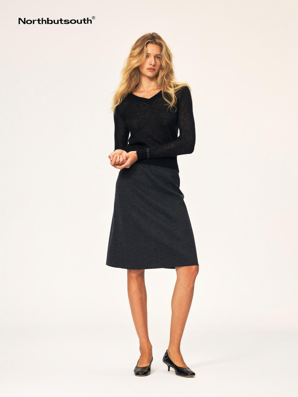 Northbutsouth Lightweight Ribbed Color Block V-neck Women&