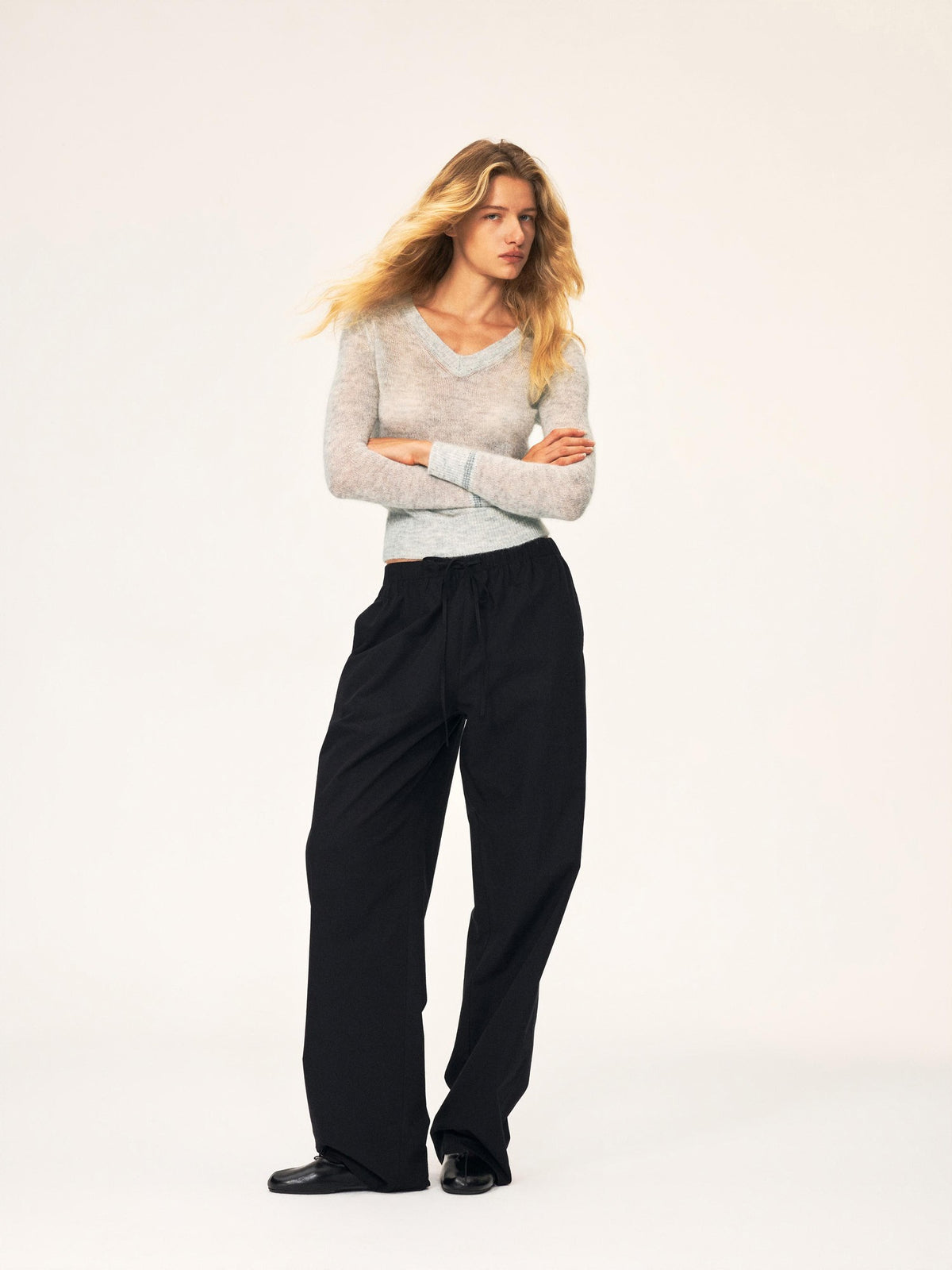 Northbutsouth Lightweight Ribbed Color Block V-neck Women&