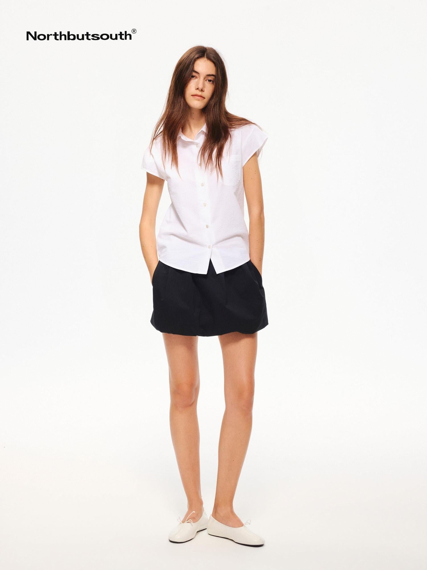 Northbutsouth Lightweight Ruched Balloon Hem Waistless Lined Women&