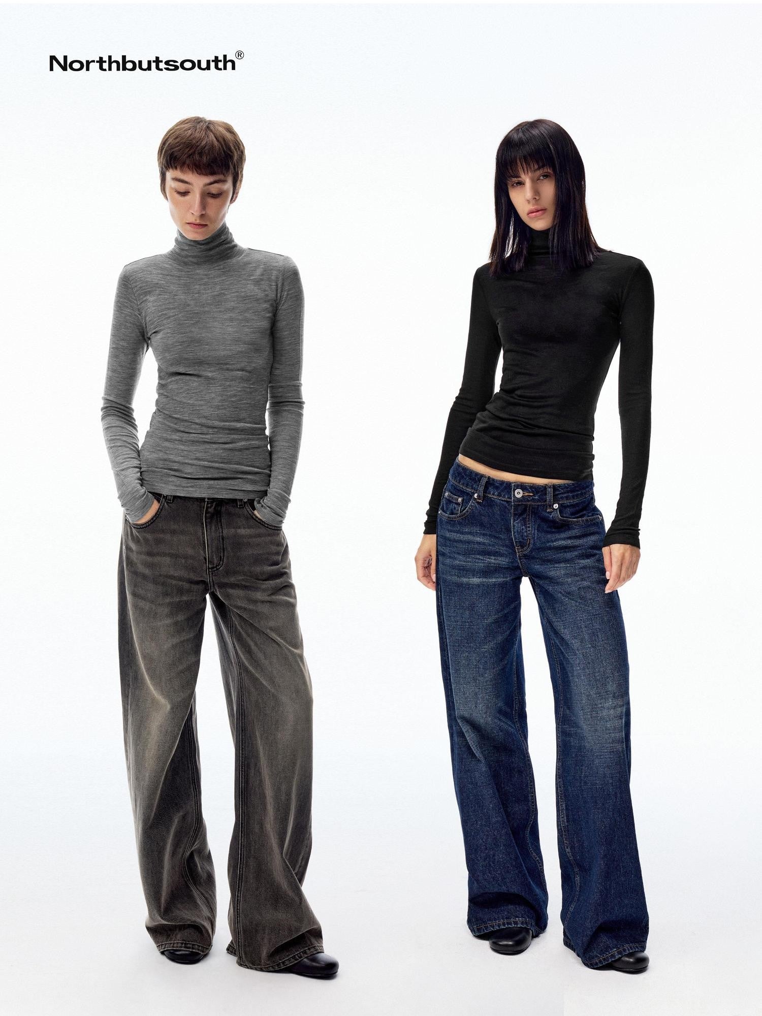 Northbutsouth Lightweight Slim High Neck Pullover Women&