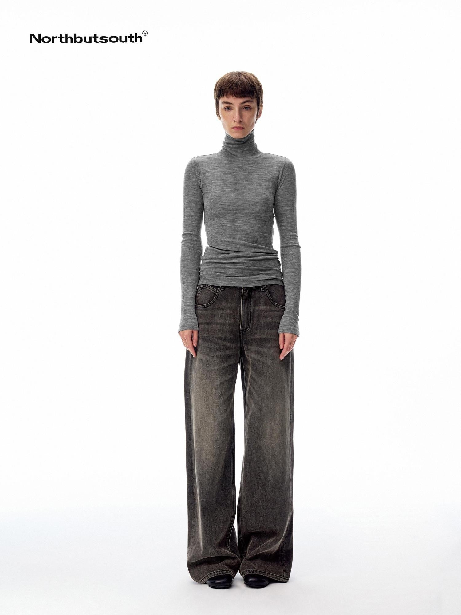 Northbutsouth Lightweight Slim High Neck Pullover Women&
