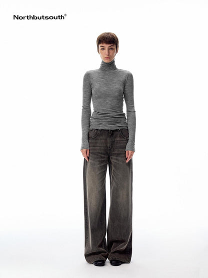 Northbutsouth Lightweight Slim High Neck Pullover Women&