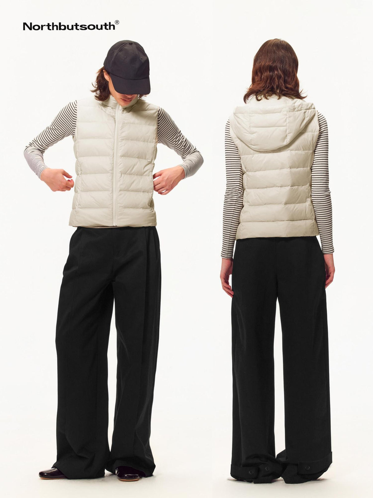 Northbutsouth Lightweight Stand Collar Detachable Hood 90 White Duck Down Women&