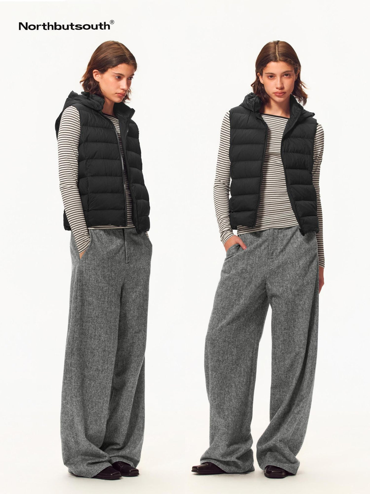 Northbutsouth Lightweight Stand Collar Detachable Hood 90 White Duck Down Women&