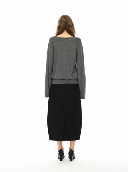 Northbutsouth Lightweight Wool V-Neck Loose Knit Sweater