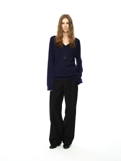 Northbutsouth Lightweight Wool V-Neck Loose Knit Sweater