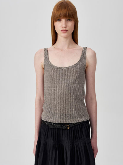 Northbutsouth Linen Relaxed Frayed Edge Ribbed Vest