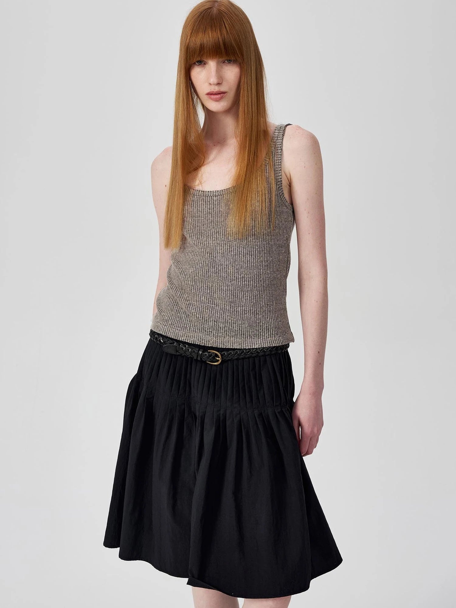 Linen Relaxed Frayed Edge Ribbed Vest