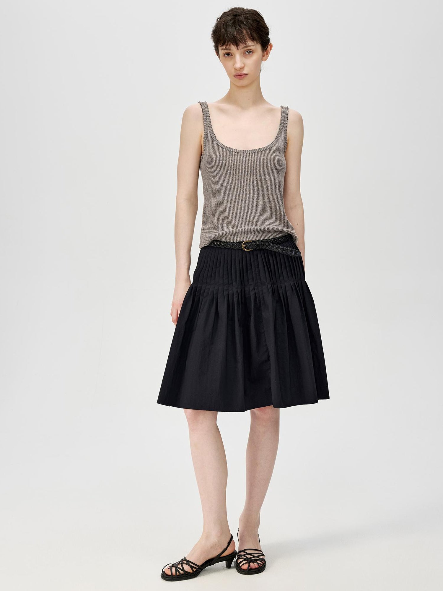 Northbutsouth Linen Relaxed Frayed Edge Ribbed Vest