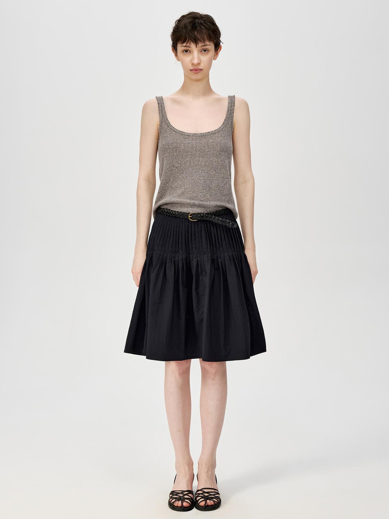 Northbutsouth Linen Relaxed Frayed Edge Ribbed Vest