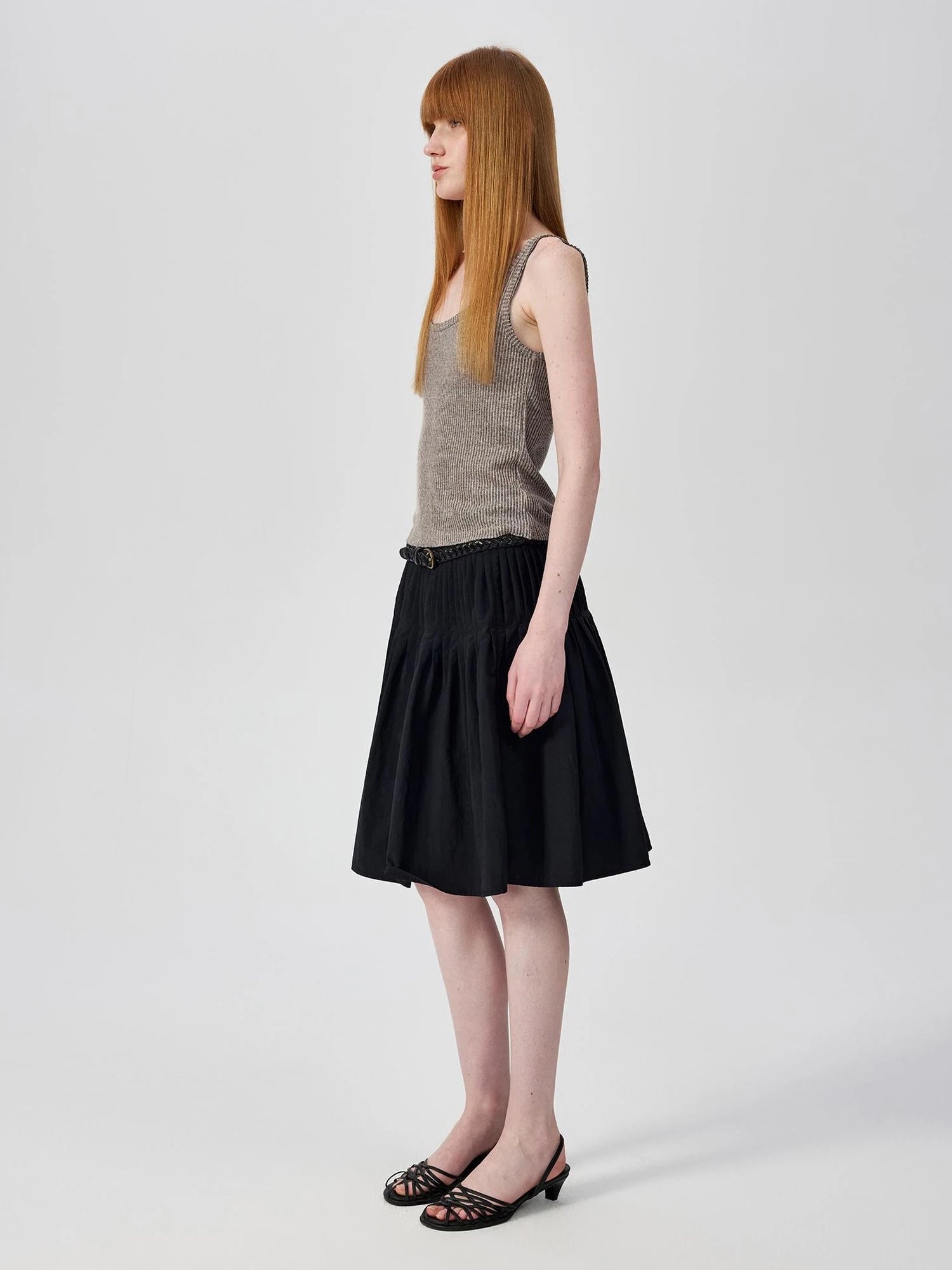 Linen Relaxed Frayed Edge Ribbed Vest