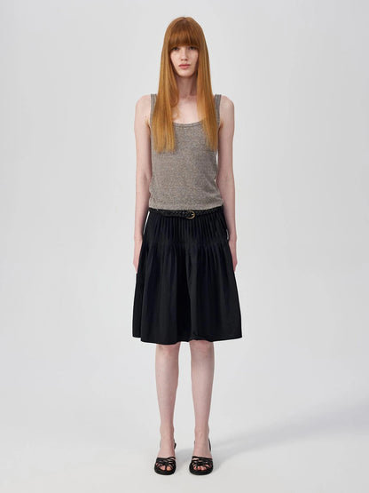 Linen Relaxed Frayed Edge Ribbed Vest