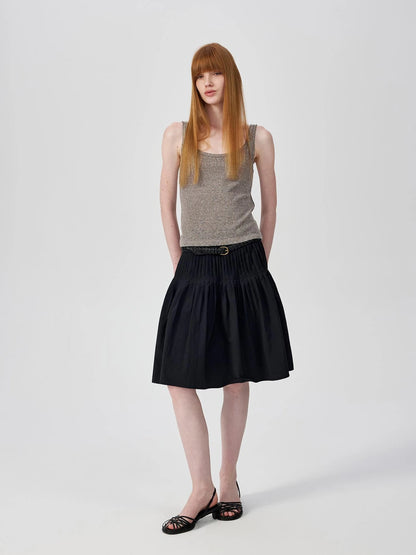 Linen Relaxed Frayed Edge Ribbed Vest