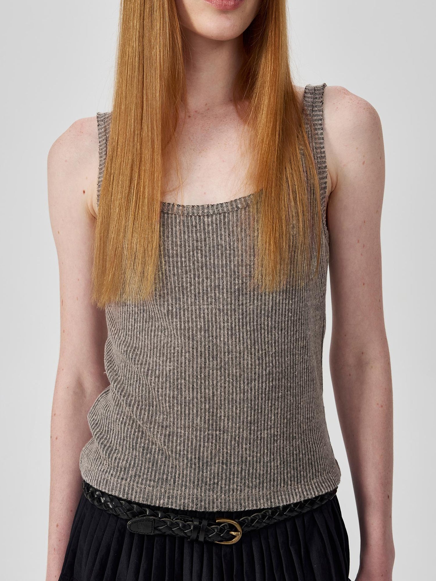 Northbutsouth Linen Relaxed Frayed Edge Ribbed Vest