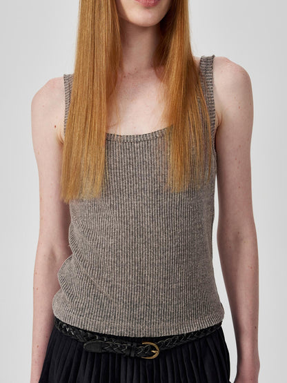 Northbutsouth Linen Relaxed Frayed Edge Ribbed Vest