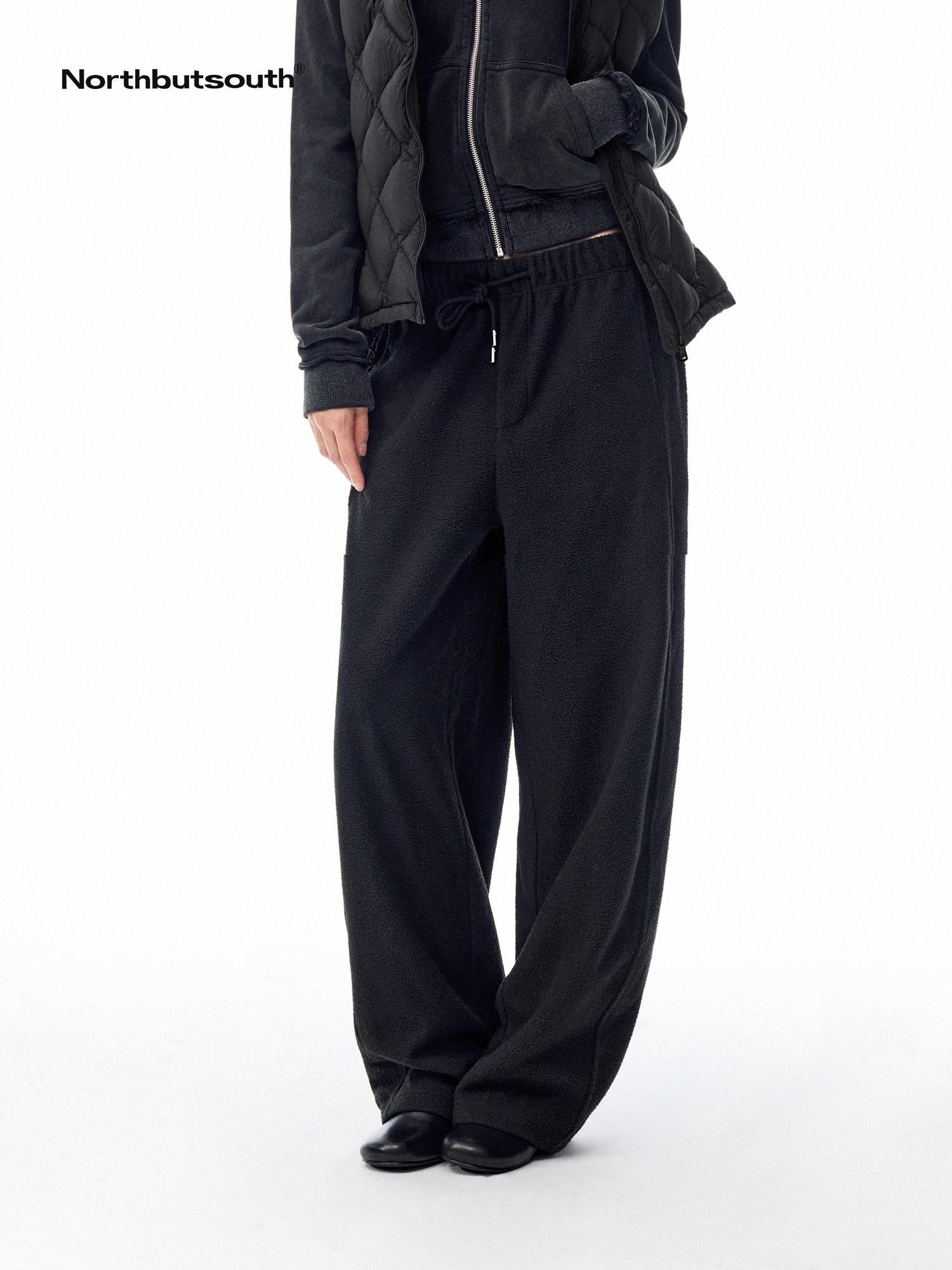 Northbutsouth Loose Thermal Fleece Elastic Waist Curved Women&