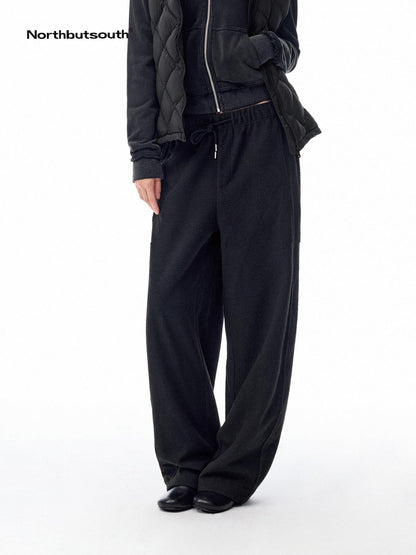 Northbutsouth Loose Thermal Fleece Elastic Waist Curved Women&