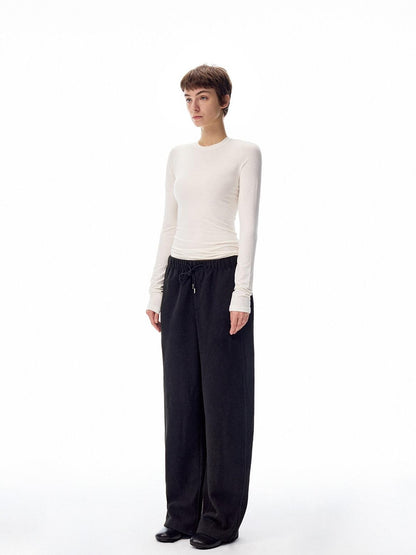 Northbutsouth Loose Thermal Fleece Elastic Waist Curved Women&