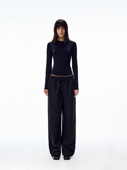 Northbutsouth Loose Thermal Fleece Elastic Waist Curved Women&