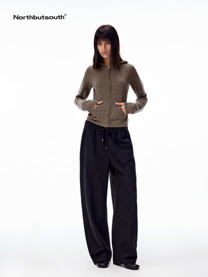 Northbutsouth Loose Thermal Fleece Elastic Waist Curved Women&