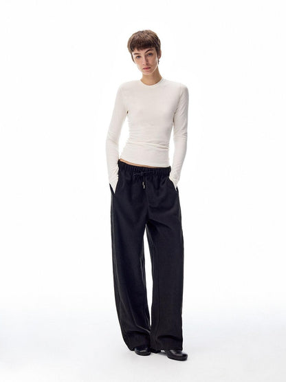 Northbutsouth Loose Thermal Fleece Elastic Waist Curved Women&