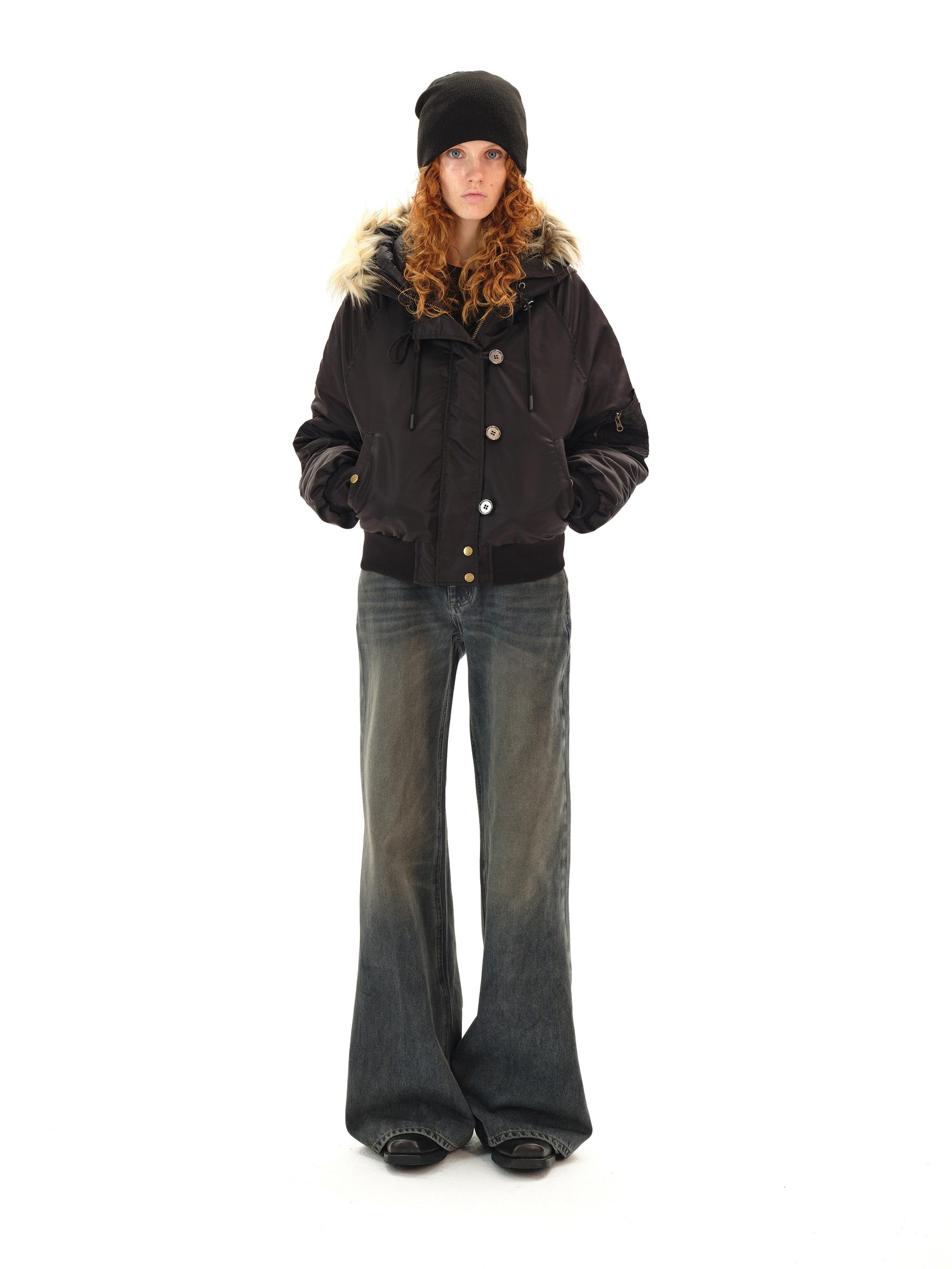 Northbutsouth Low Rise Flared Distressed Vintage Wash Jeans