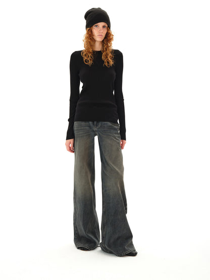Northbutsouth Low Rise Flared Distressed Vintage Wash Jeans