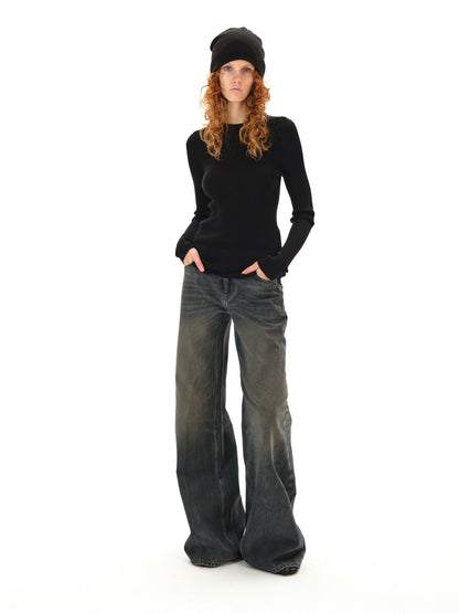 Northbutsouth Low Rise Flared Distressed Vintage Wash Jeans