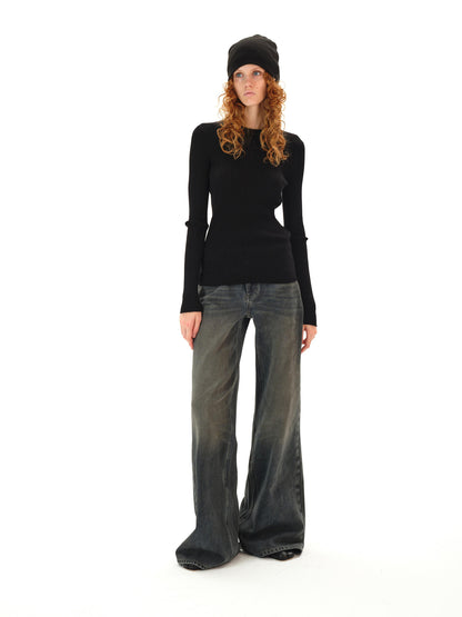Northbutsouth Low Rise Flared Distressed Vintage Wash Jeans