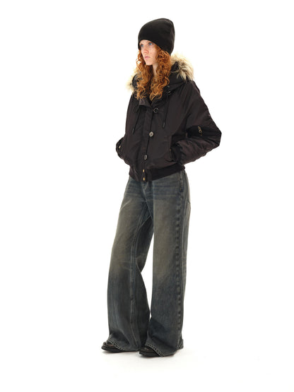 Northbutsouth Low Rise Flared Distressed Vintage Wash Jeans