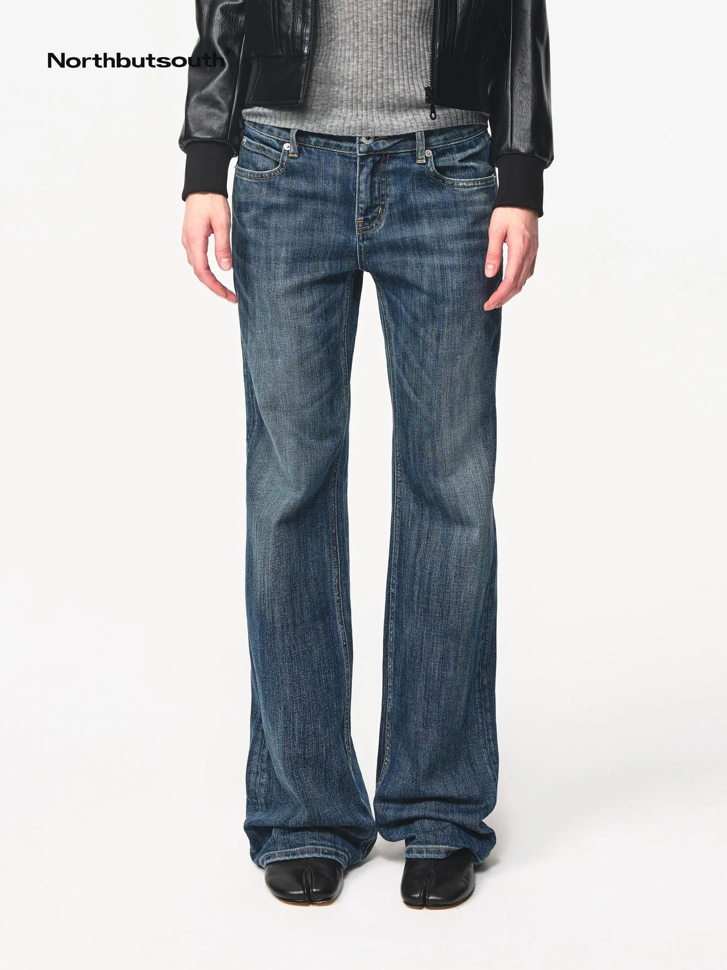 Low Rise Slim Fit Vintage Washed Stretch Denim Jeans