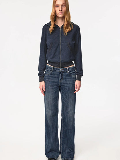 Low Rise Slim Fit Vintage Washed Stretch Denim Jeans