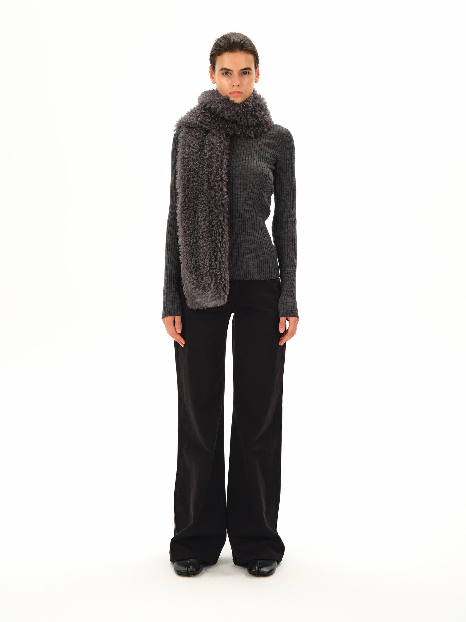 Northbutsouth Low Rise Wide Leg Black Twill Denim Trousers