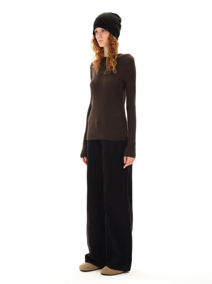 Northbutsouth Low Rise Wide Leg Black Twill Denim Trousers